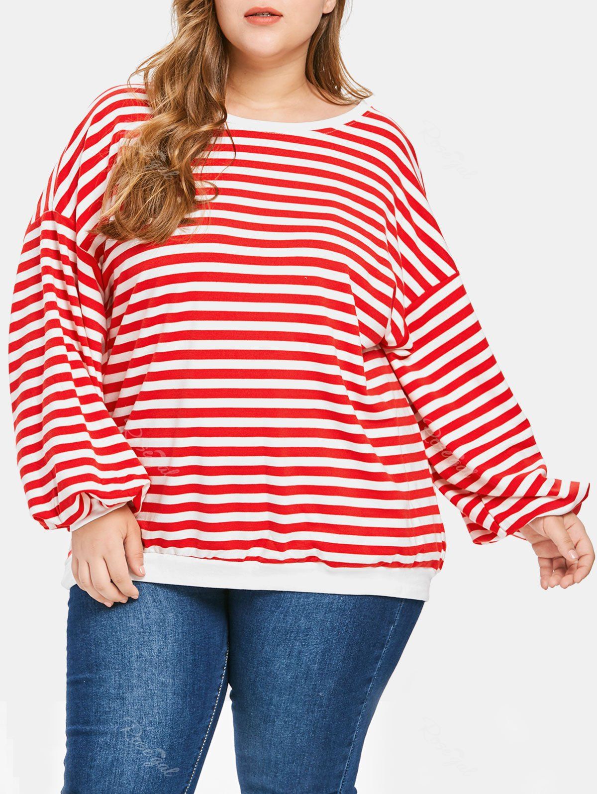 

Striped Plus Size Racerback T-shirt, Red