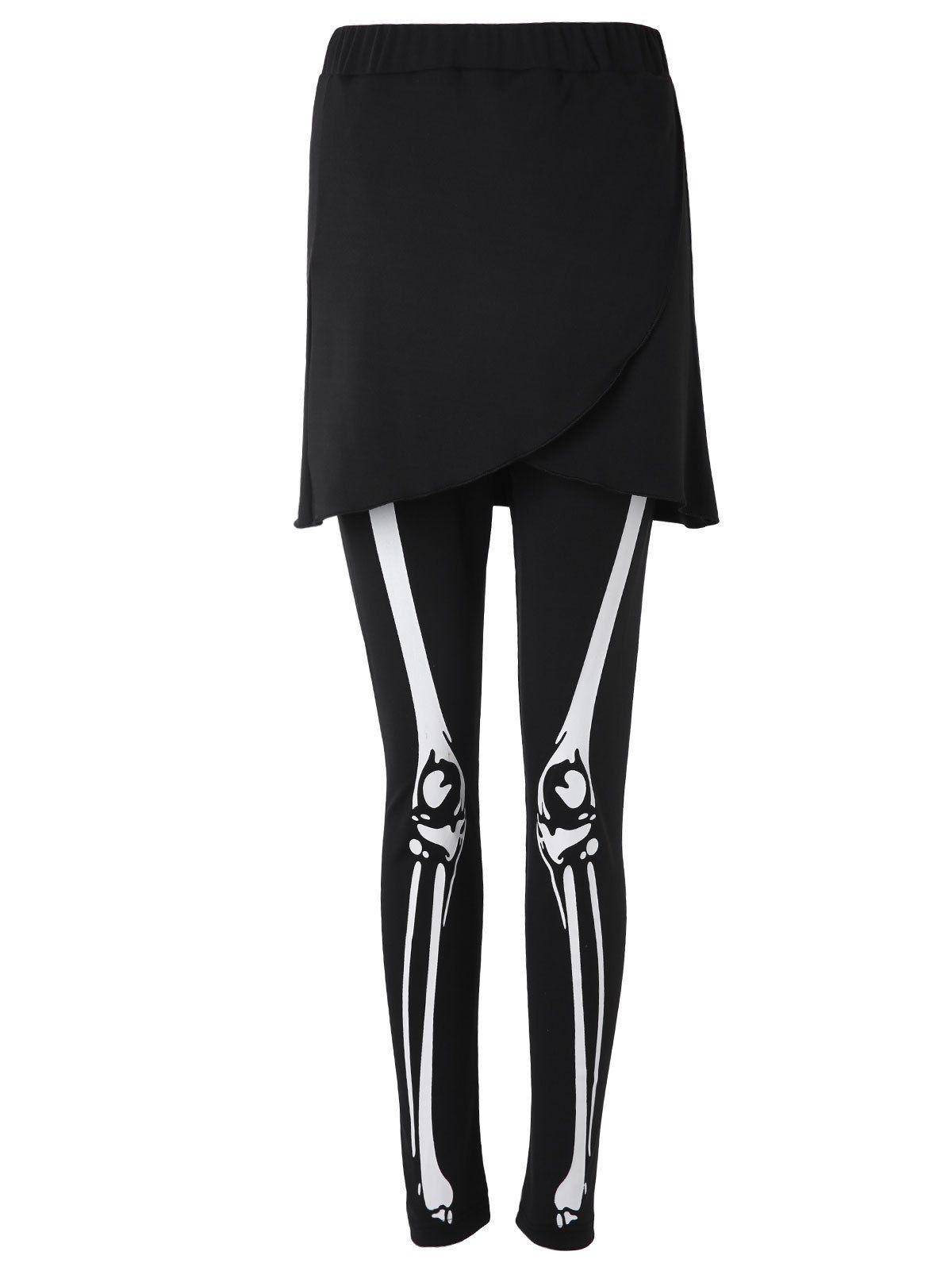 

Skeleton Printed Skirt Leggings, Black
