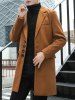 Manteau en Couleur Unie avec Poche à Rabat avec Simple Boutonnage - Orange Tigre XS
