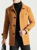 Manteau Fendu au Dos avec Simple Boutonnage en Laine - Orange Tigre XS