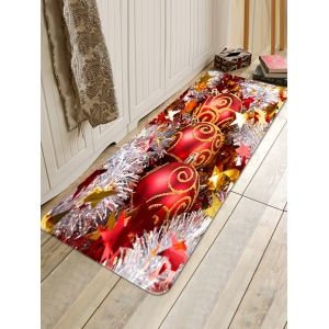 

Christmas Balls Stars Pattern Anti-skid Water Absorption Area Rug, Multi