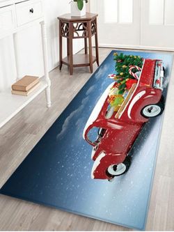 Christmas Tree Car Pattern Water Absorption Floor Rug - MULTI - W24 X L71 INCH