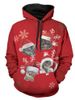 Christmas Cats Print Pullover Hoodie -  
