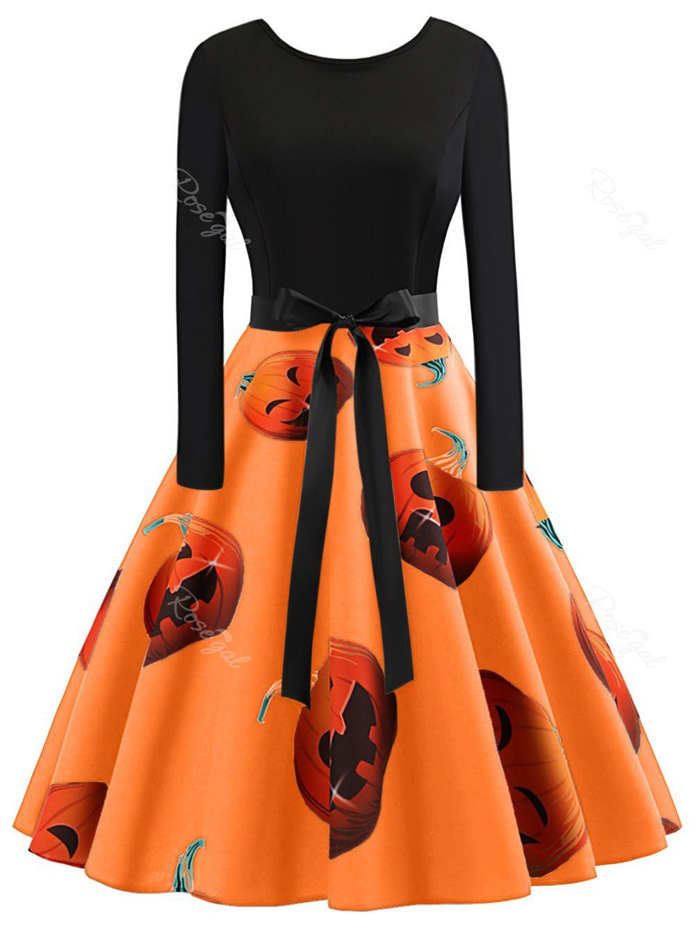 

Plus Size Vintage Pumpkin Halloween Dress, Orange