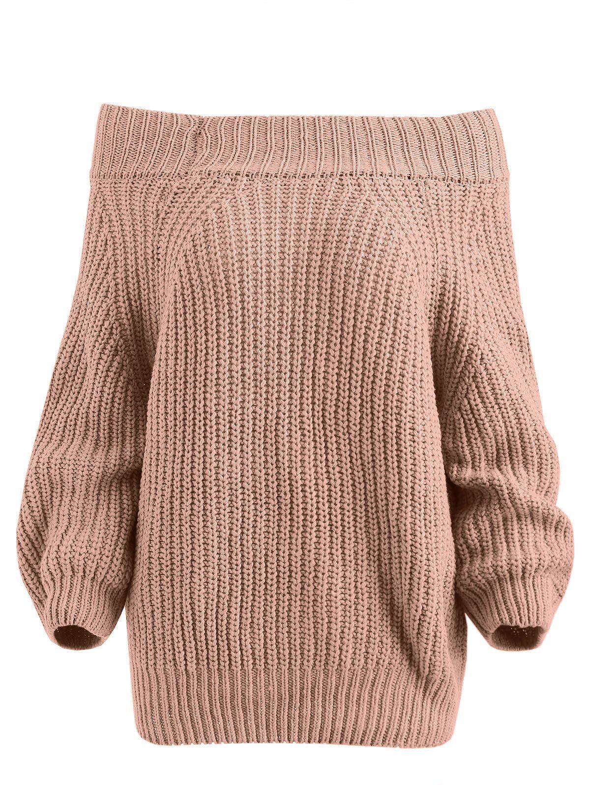

Off The Shoulder Plain Sweater, Light brown