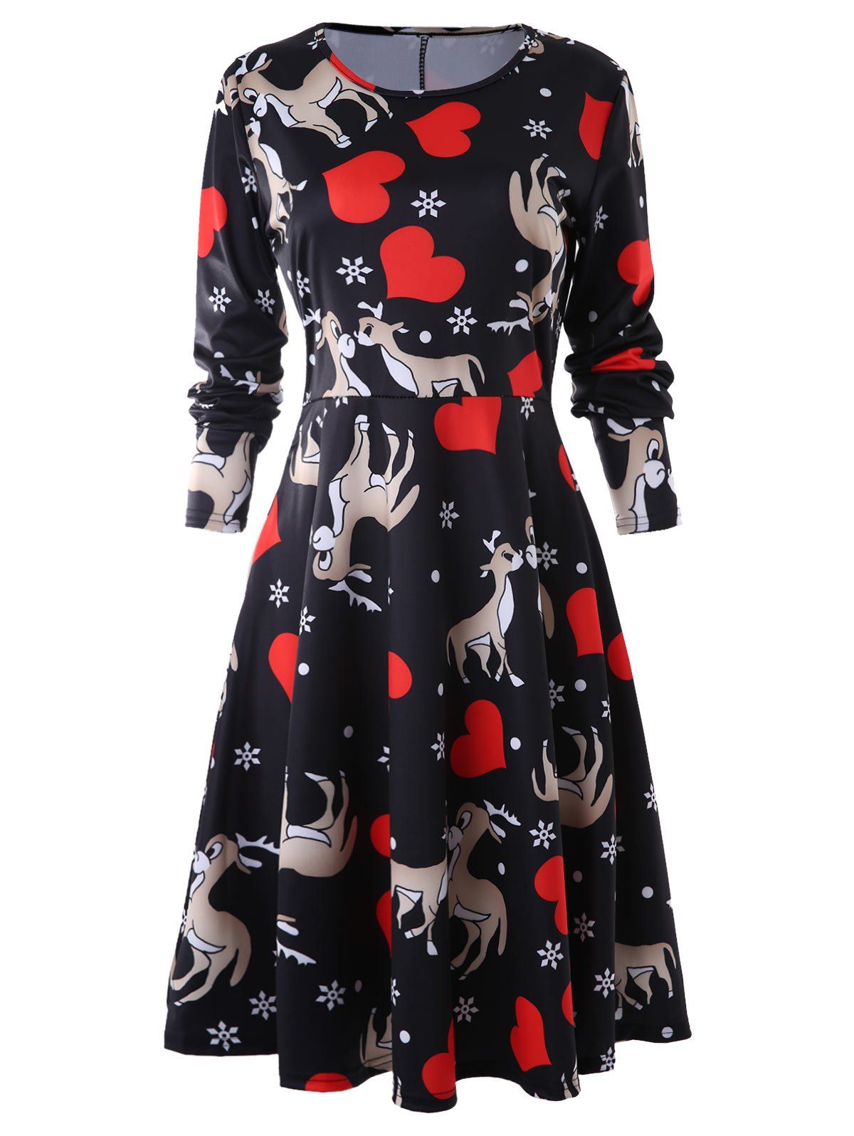 

Heart Deer Print A Line Dress, Multi