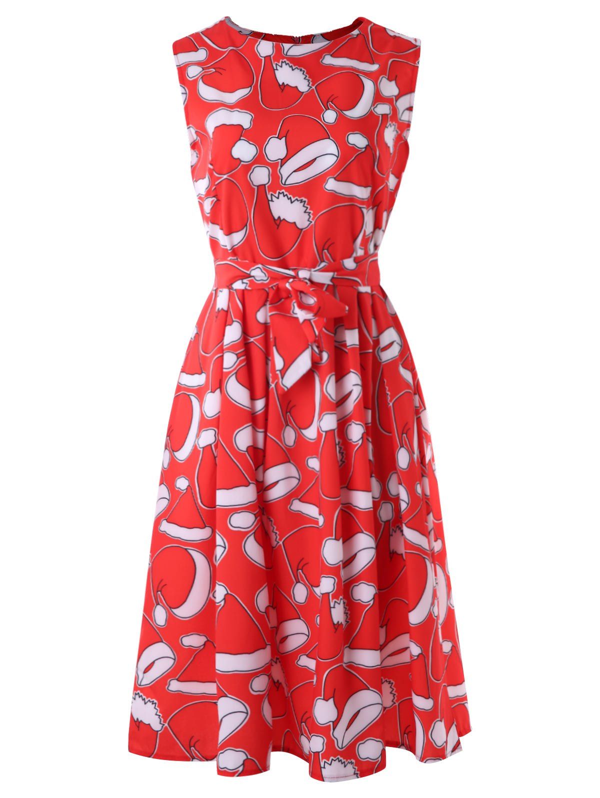 

Christmas Hat Print A Line Dress, Multi