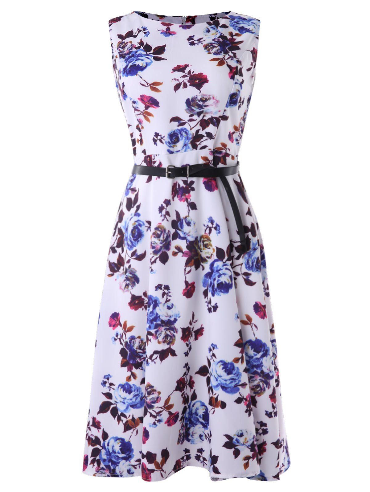 

Flower Sleeveless Midi Sewing Dress, Multi