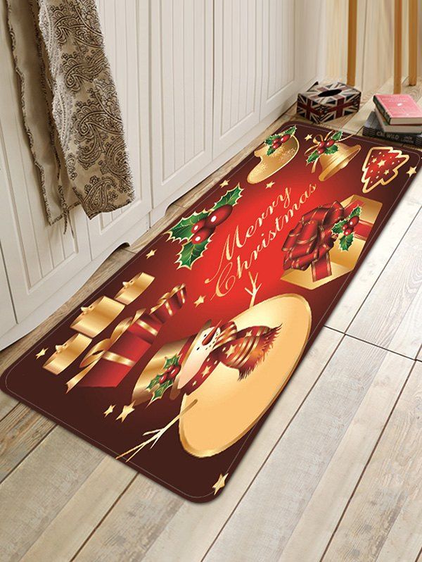 

Christmas Props Pattern Anti-skid Water Absorption Area Rug, Multi