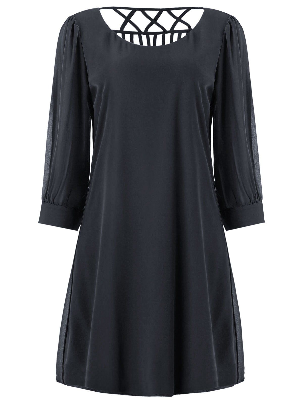 

Casual Chiffon Shift Dress, Black