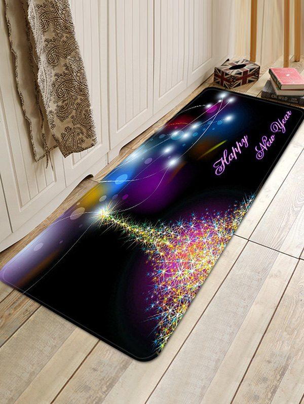 

Christmas Star Tree Pattern Anti-skid Water Absorption Area Rug, Multi