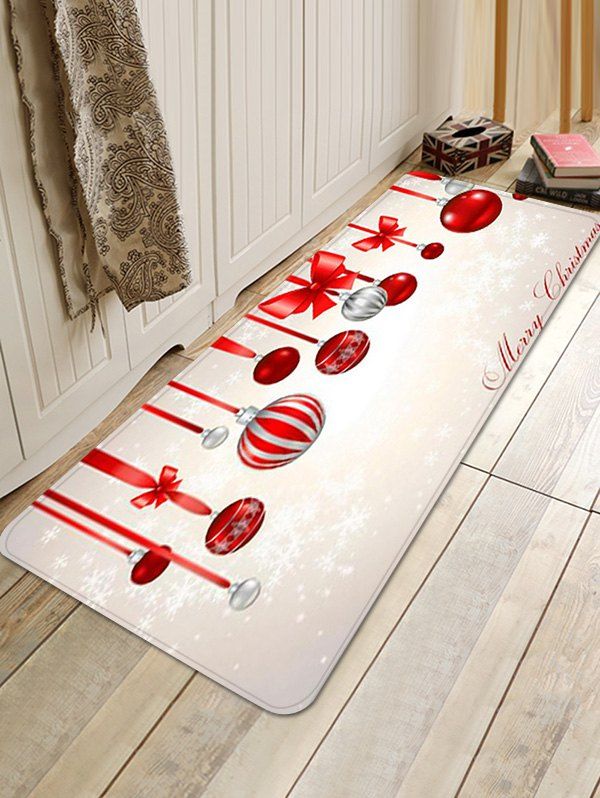 

Christmas Balls Pattern Water Absorption Non-slip Area Rug, Multi