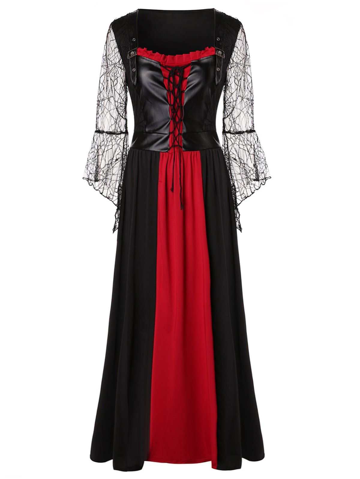 

Plus Size Lace Up Maxi Halloween Dress, Black