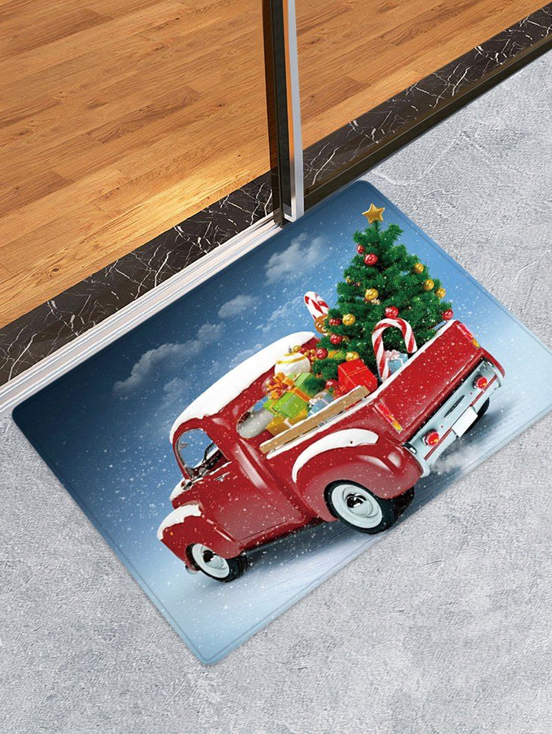 

Christmas Tree Car Pattern Water Absorption Floor Rug, Multi