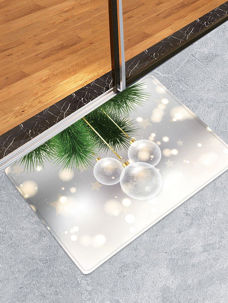 

Christmas Balls Pattern Anti-skid Water Absorption Floor Rug, Multi