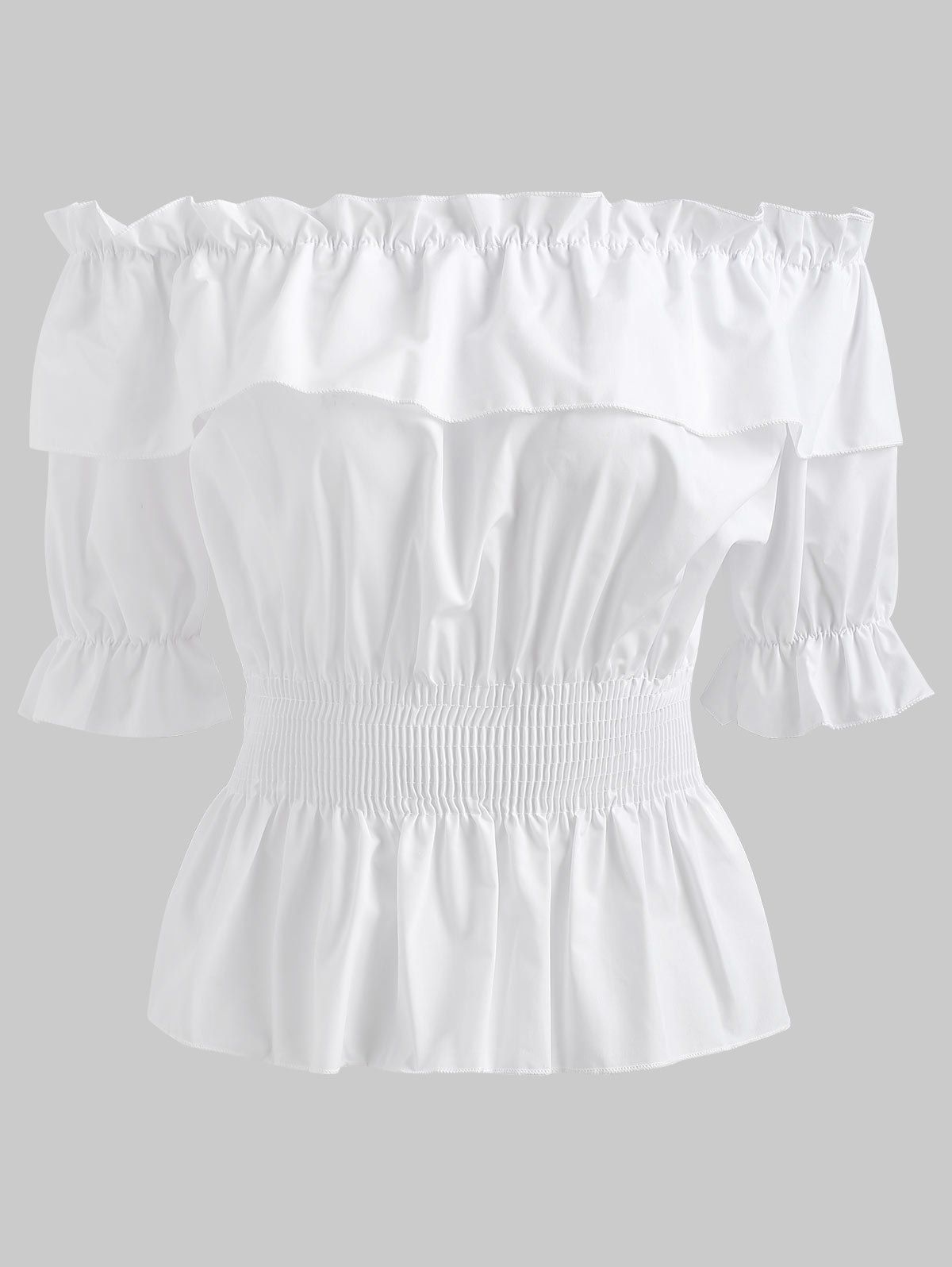 

Off Shoulder Flouncing Blouse, White