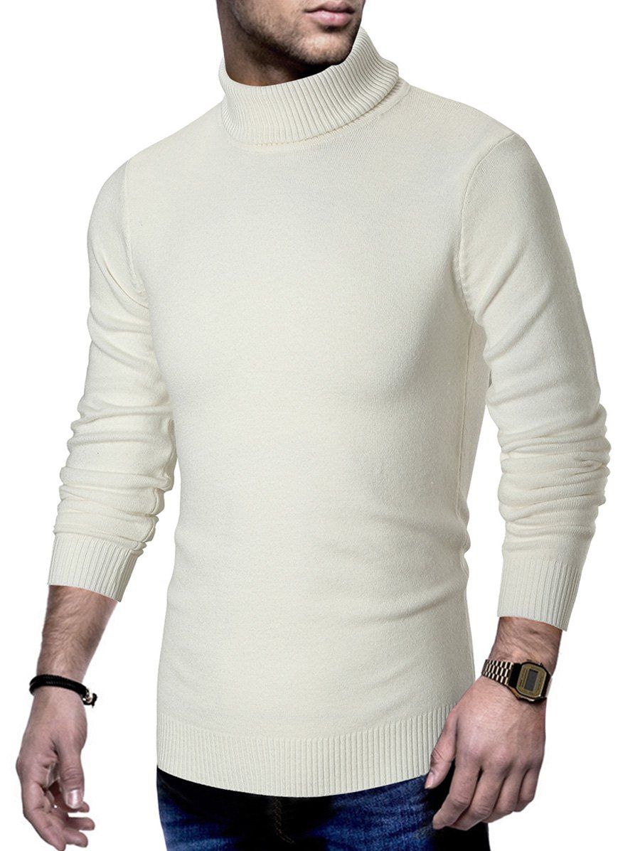 

Turtle Neck Solid Pullover Sweater, White