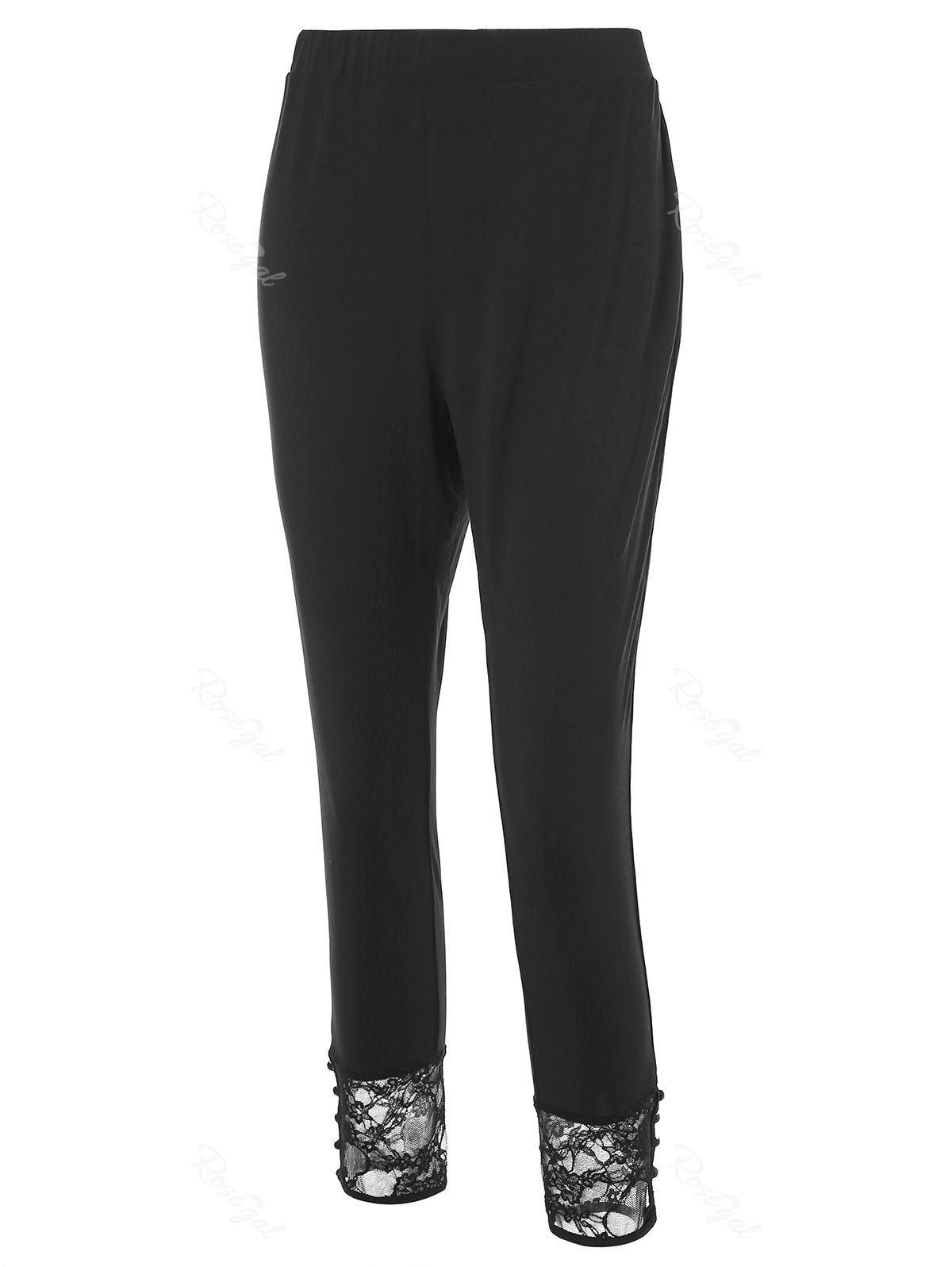 

Plus Size High Waisted Leggings with Lace, Black