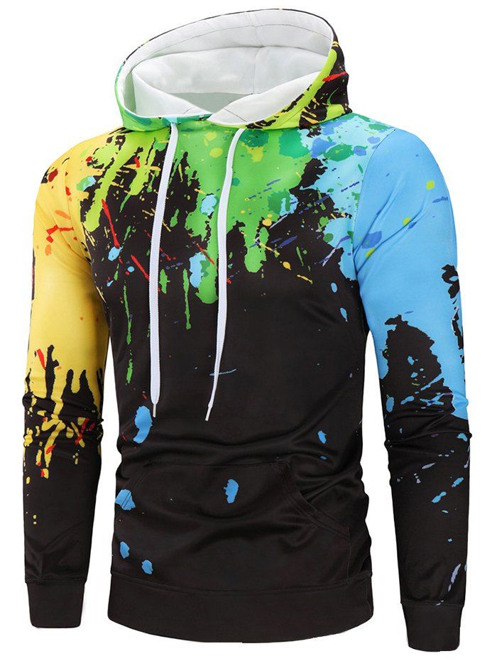 

Drawstring Paint Splatter Pullover Hoodie, Multi