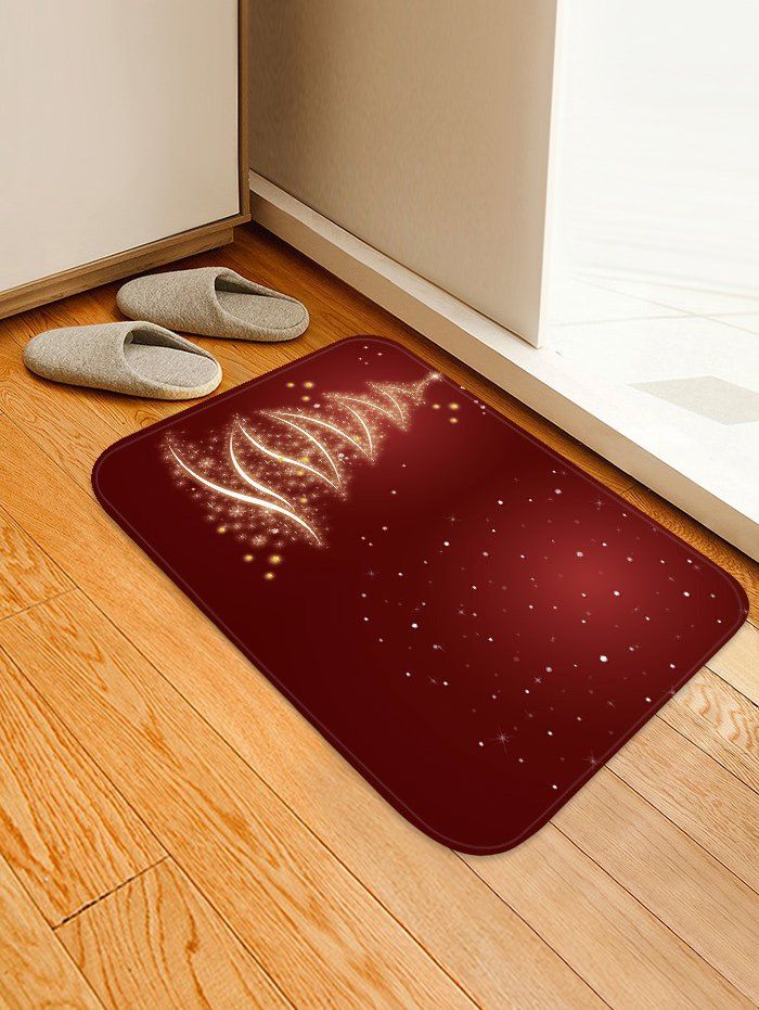 

Christmas Theme Printed Floor Mat, Red wine