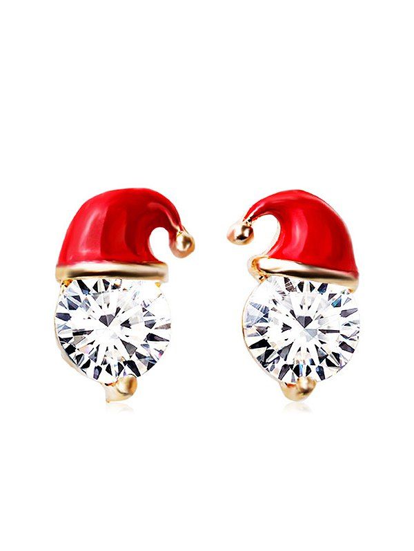 

Christmas Hat Rhinestone Stud Earrings, Red