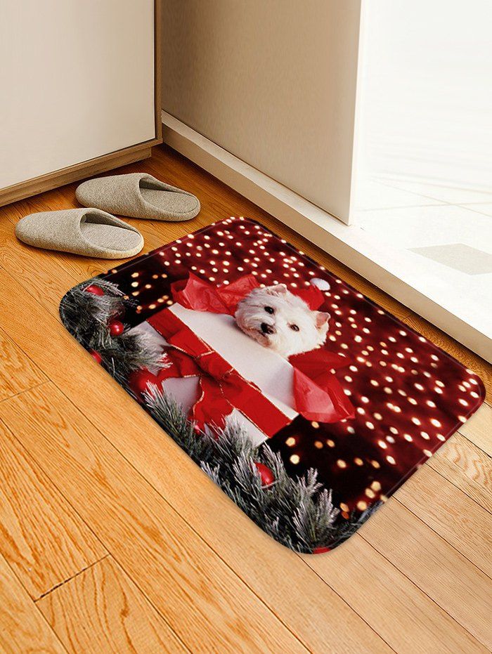 

Christmas Gift Dog Pattern Anti-skid Water Absorption Area Rug, Multi