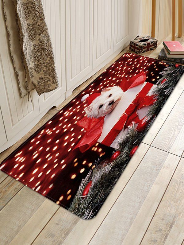 

Christmas Gift Dog Pattern Anti-skid Water Absorption Area Rug, Multi