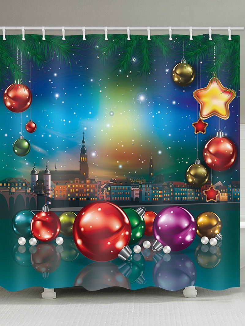 

Christmas Night Pattern Waterproof Bathroom Shower Curtain, Multi