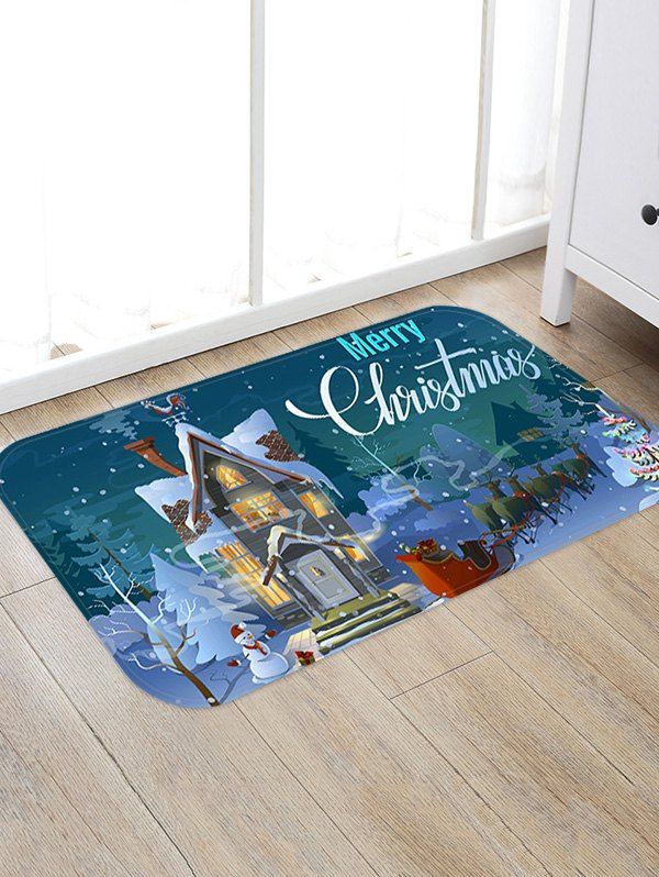 

Christmas Santa Castle Pattern Anti-skid Water Absorption Area Rug, Multi