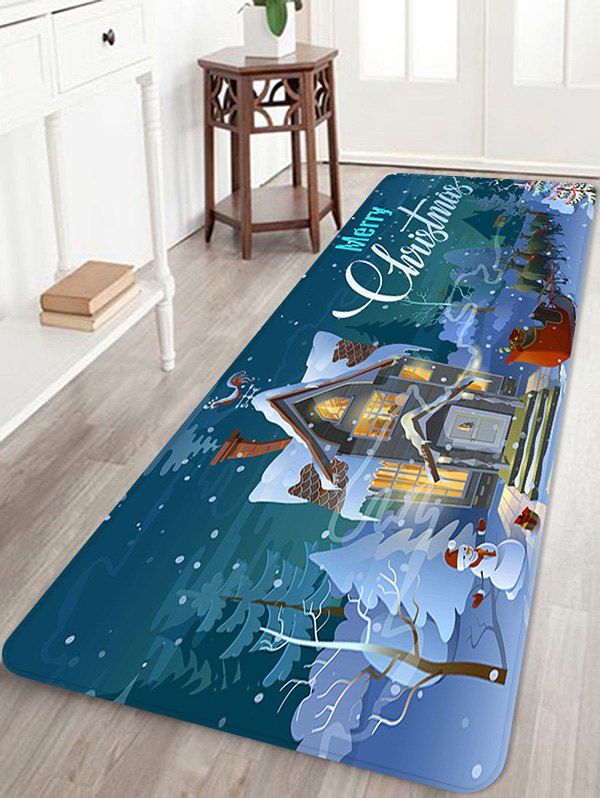 

Christmas Santa Castle Pattern Anti-skid Water Absorption Area Rug, Multi