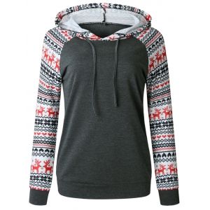 

Christmas Raglan Sleeve Pullover Hoodie, Dark gray