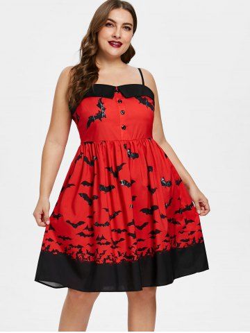 Plus Size Morcegos Halloween Padrão Cami Dress