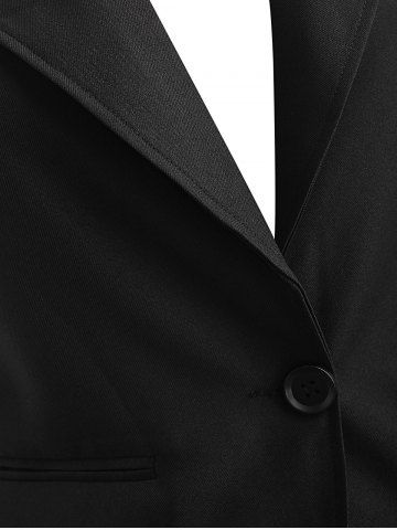 

Plus Size Pockets Button Fly Long Waistcoat, Black
