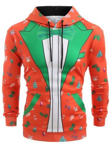 

Christmas Elements Blazer Print Pouch Pocket Hoodie, Lava red