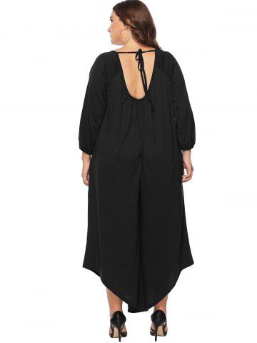 

Backless Plus Size Wide Leg Jumpsuit, Black