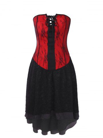 rosegal Gothic Bandeau Strapless Lace Corset Dress