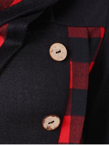 

Turtleneck Tartan Asymmetrical Sweatshirt, Black