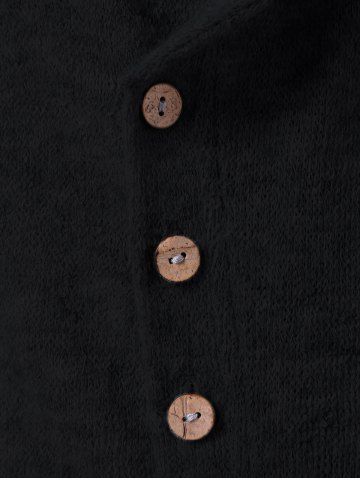 

Asymmetric Button Up Solid Color Cardigan, Black