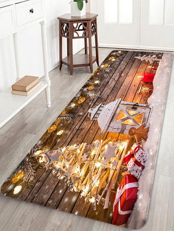 

Christmas Lantern Gifts Pattern Anti-skid Water Absorption Area Rug, Multi