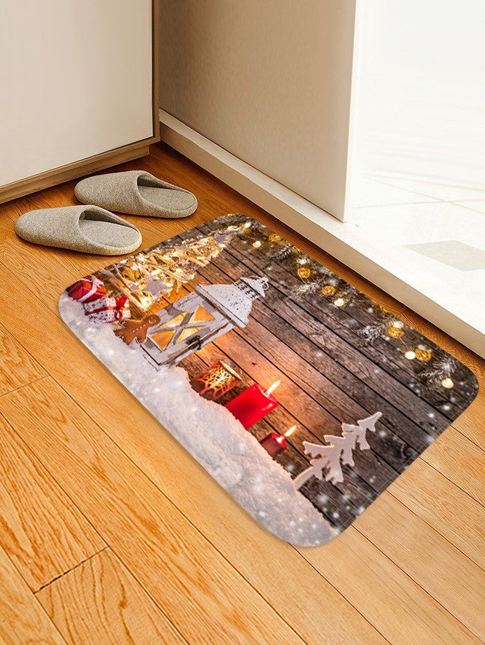 

Christmas Lantern Gifts Pattern Anti-skid Water Absorption Area Rug, Multi