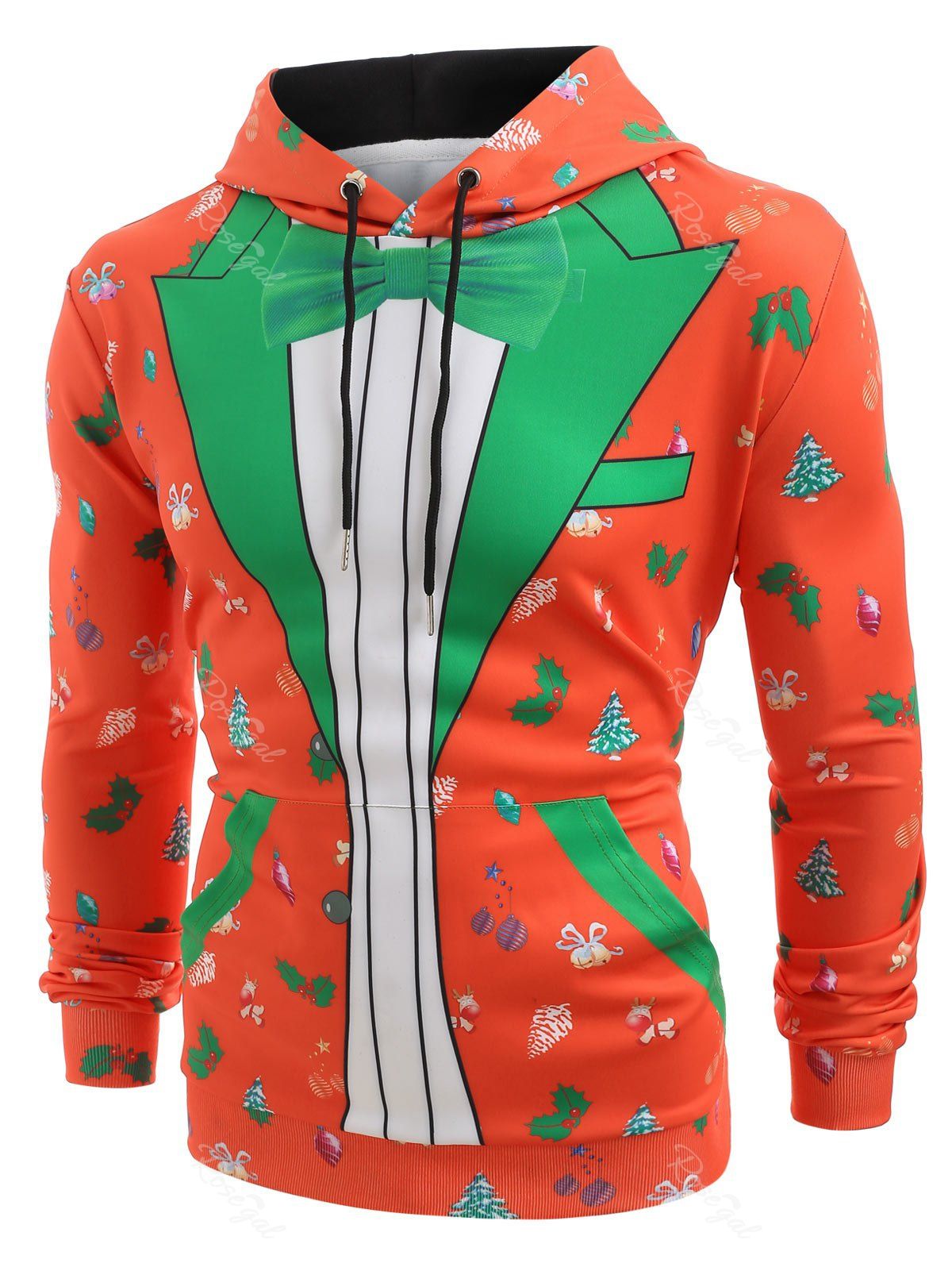 

Christmas Elements Blazer Print Pouch Pocket Hoodie, Lava red