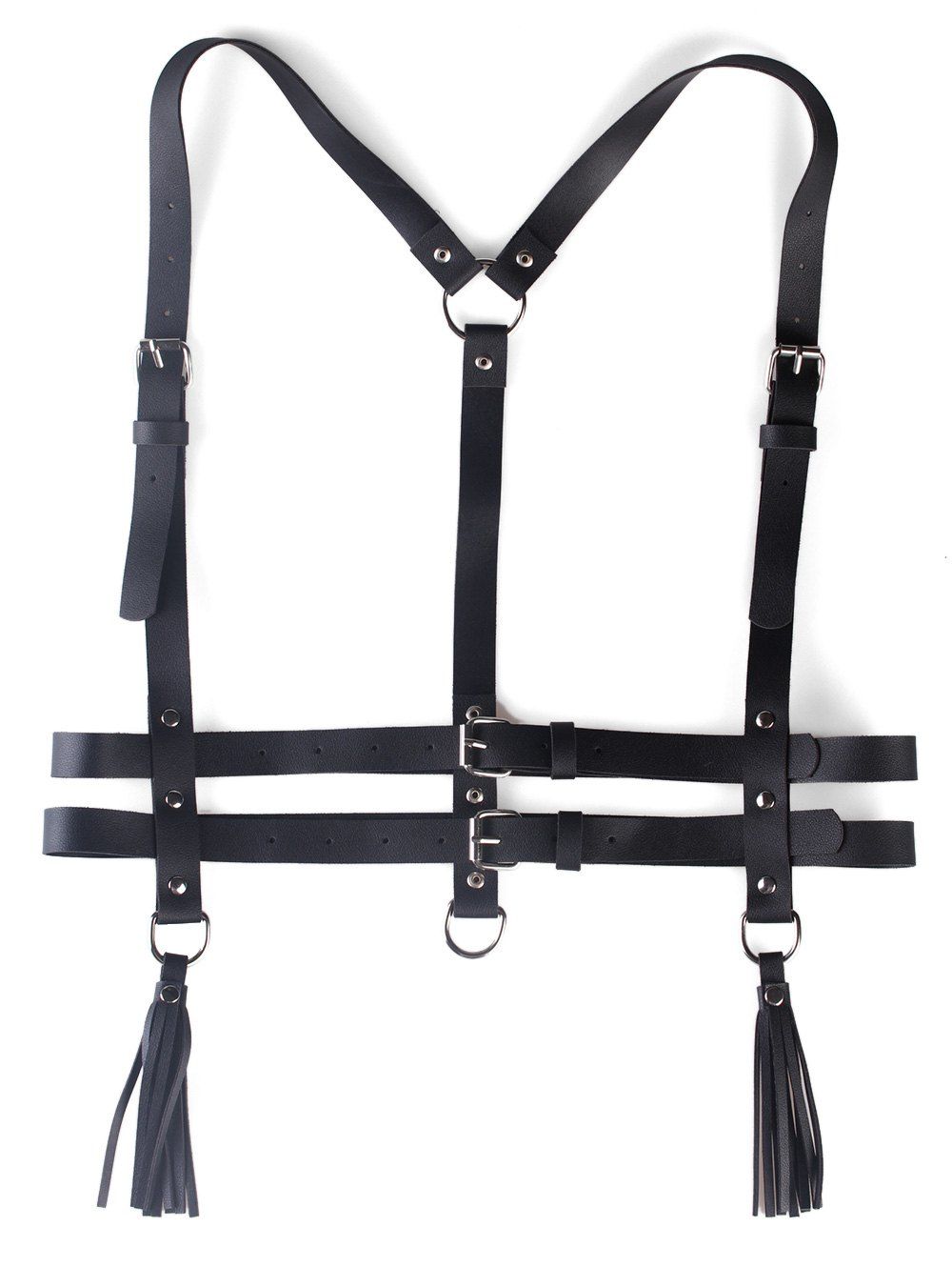 

Metal Buckle Faux Leather Punk Harness Belt, Black