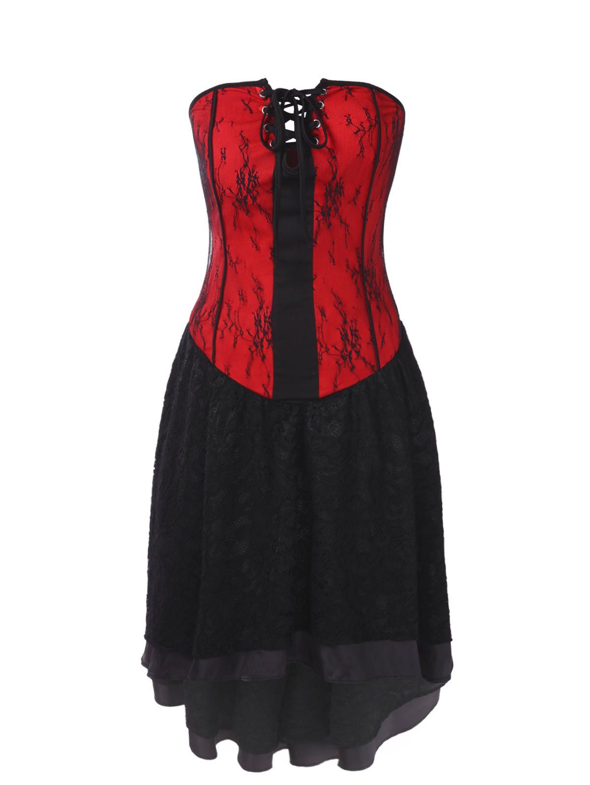 Latest Gothic Bandeau Strapless Lace Corset Dress  