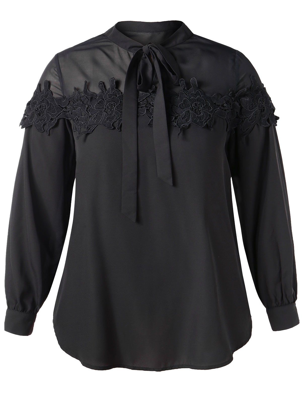 white bow tie blouse plus size