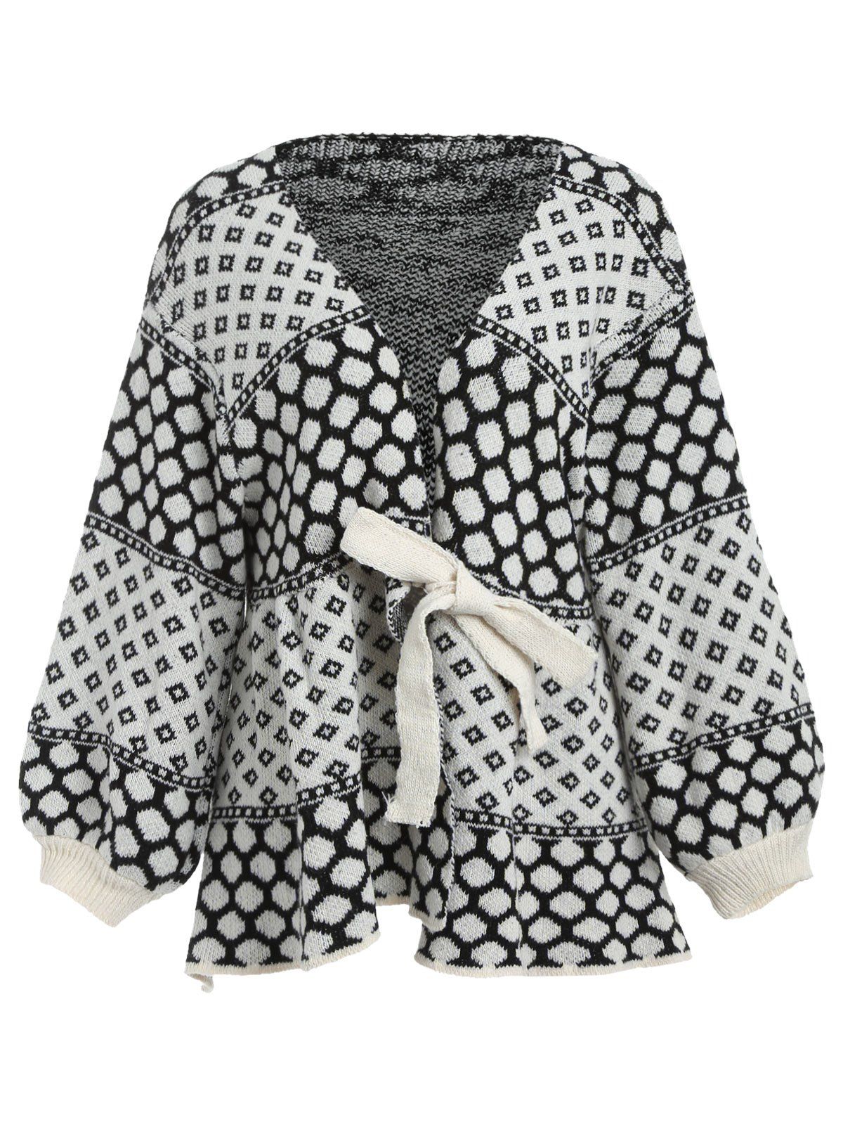 

Geometric Jacquard Knit Cardigan, White