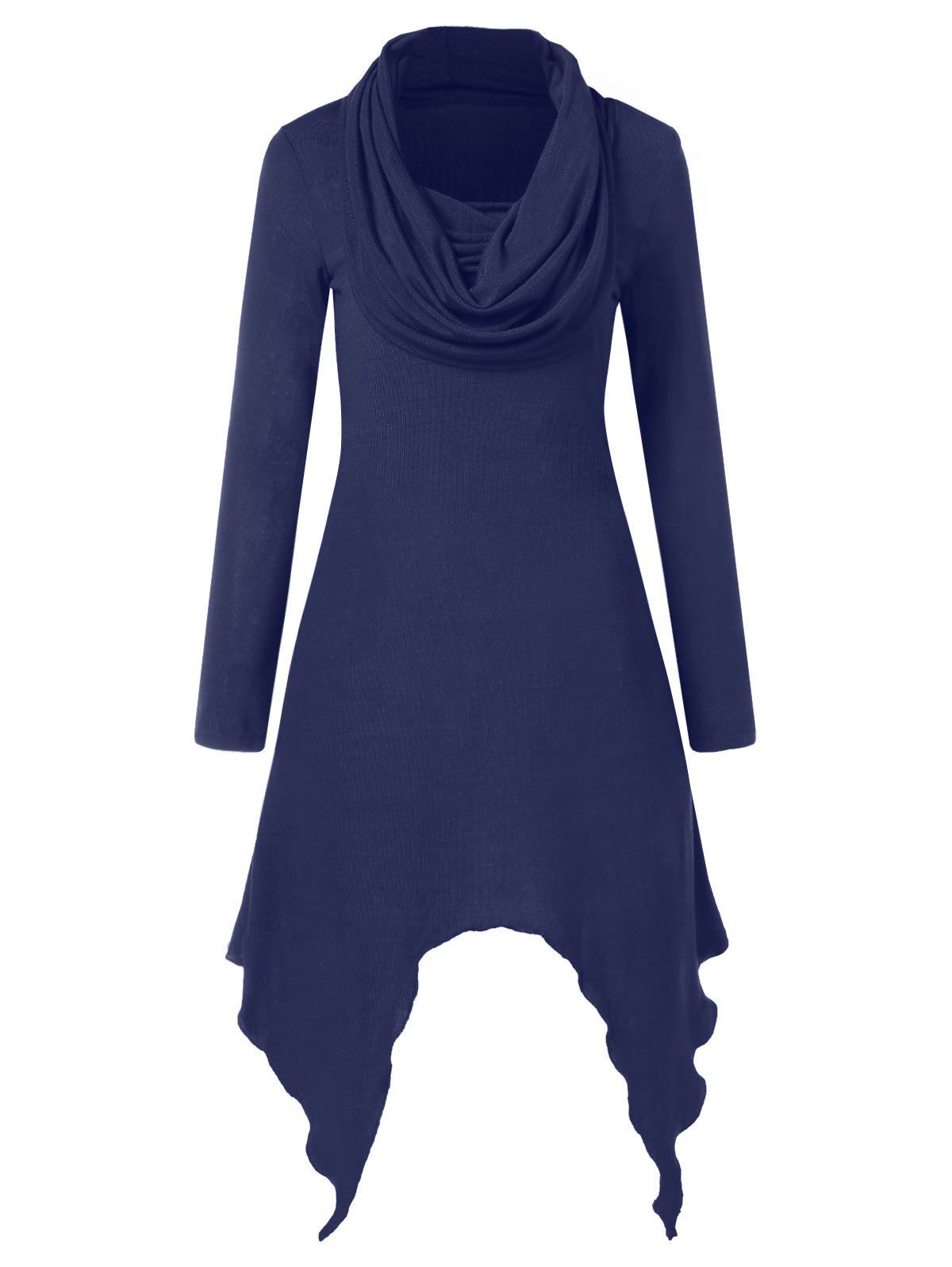 

Cowl Neck Full Sleeve Handkerchief Dress, Dark slate blue