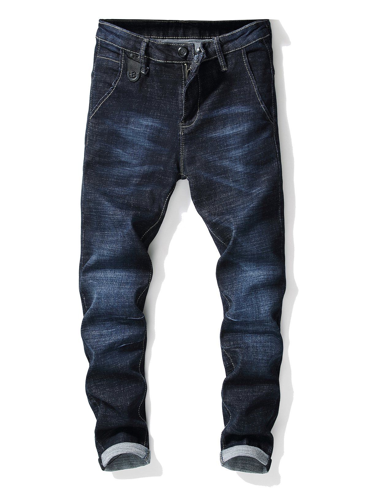 

Elasticity Zip Fly Cuffed Jeans, Dark slate blue