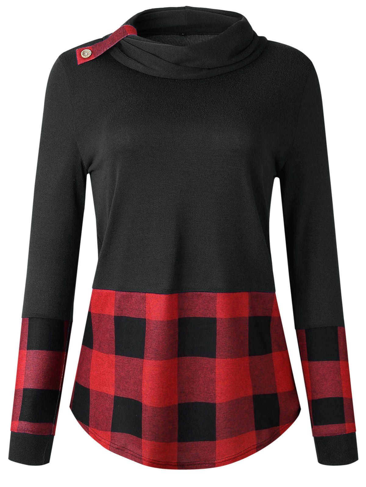 

Long Sleeve Turtleneck Tartan Knitwear, Black