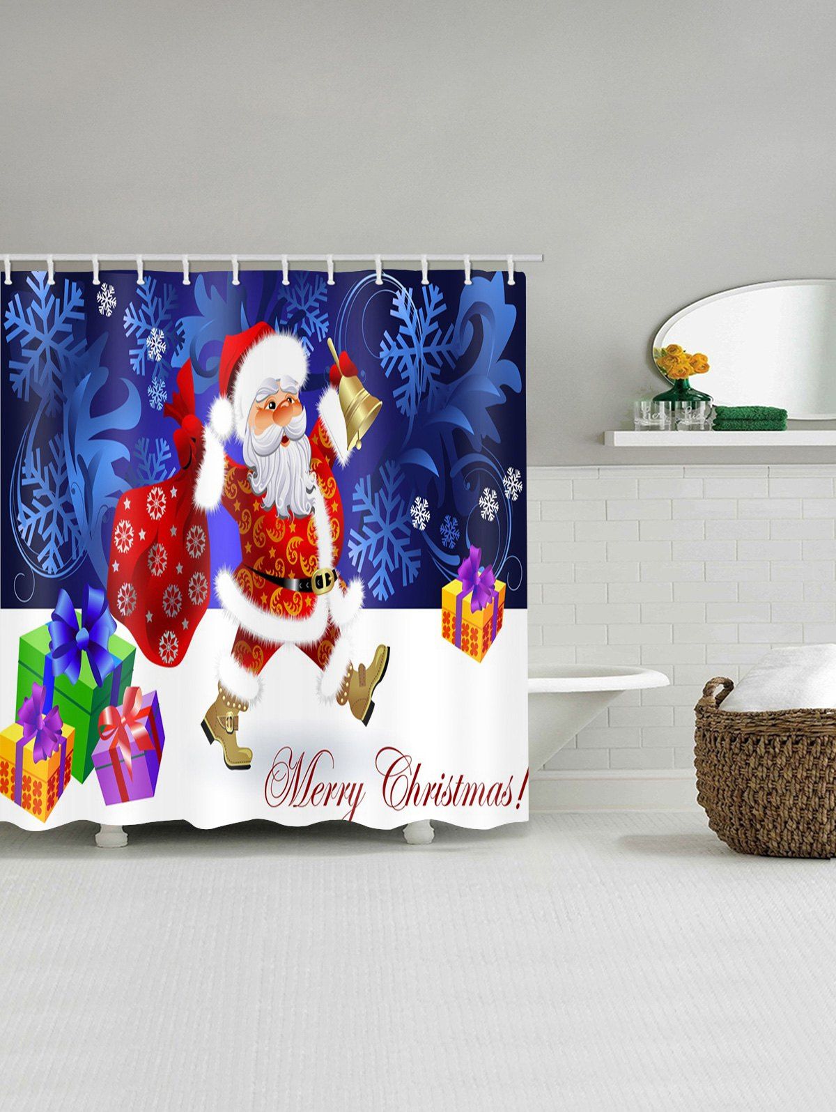 

Christmas Bow Package Bathroom Shower Curtain, Multi