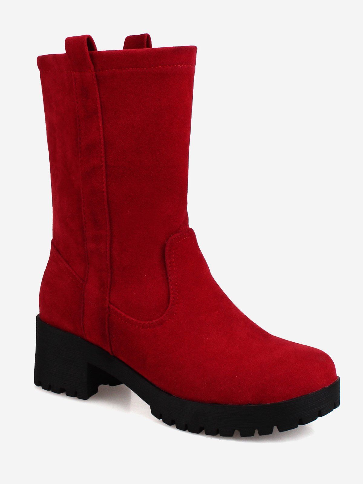 suede mid calf boots